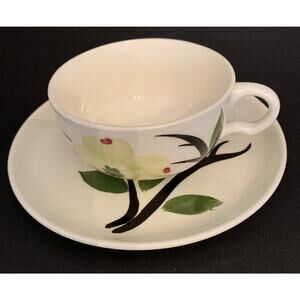 Vintage Joni Hand Painted Dixie Dogwood Teacup and Saucer Yellow Green
